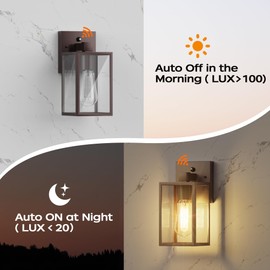 WIHTU Oil Rubbed Bronze Dusk to Dawn Porch Lights Fixtures - Outdoor Exterior Sensor Wall Sconce Lamp, Waterproof Wall Lantern, Anti Rust Coach Lights for Doorway, Garage