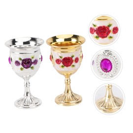 GRIRIW 2pcs Elegant Goblet Alloy Drinking Cups Creative Home for Wine Unique High-stem Design for Parties and Celebrations Floral Floral