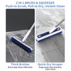 Scrubber with Handle, 2-in-1 Floor Scrubber with Water Pusher &