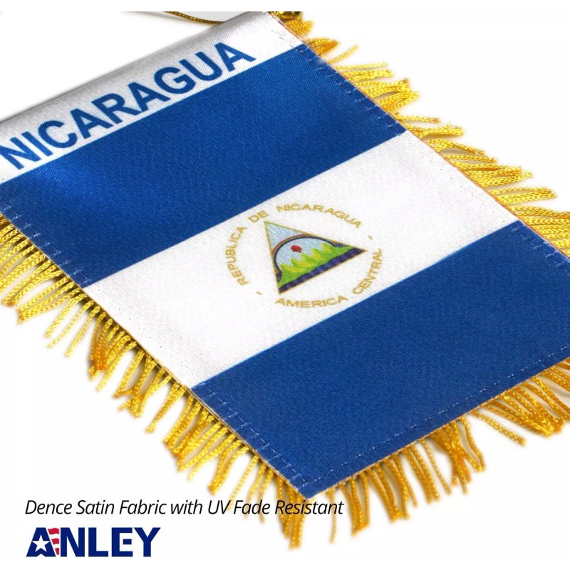 Anley 4 X 6 Inch Nicaragua Fringy Window Hanging Flag
