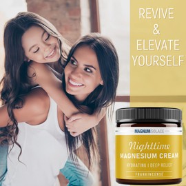 Magnesium Cream – Nighttime Magnesium Lotion – Apply to Legs, Buttocks, Arms or Chest – Topical Magnesium Chloride – USA Made and Safe for Kids