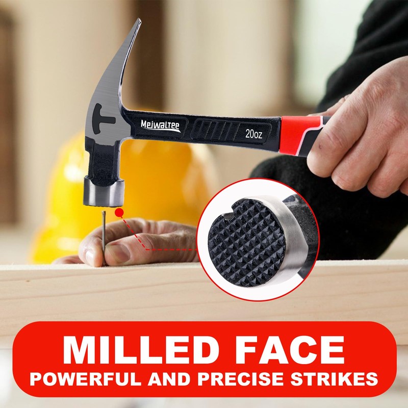 Meiwaltee 20 oz Heavy Duty One-piece Forged Hammer, Straight Claw