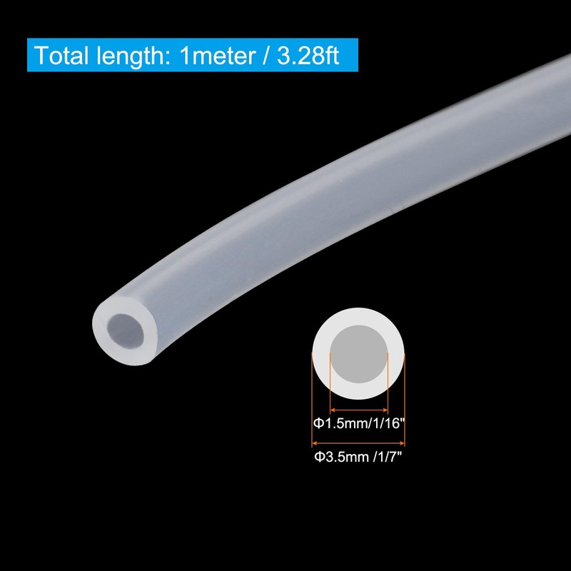 PATIKIL 1/16" ID x 1/7" OD シリコンチューブ 1ロール 3.28ftシリコンホースチューブ フレキシブルクリアパイプ