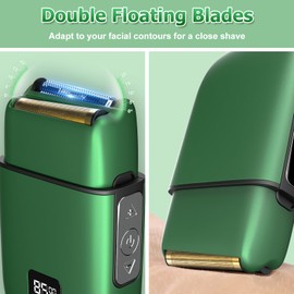 Foil Shaver for Men, Electric Razor for Men with Double Foil Meshes, IPX7 Waterproof Men's Shaver with 3-Speed Control, Suitable for All Kinds of Hair Types and Sensitive Skin, Men's Ideal Gift