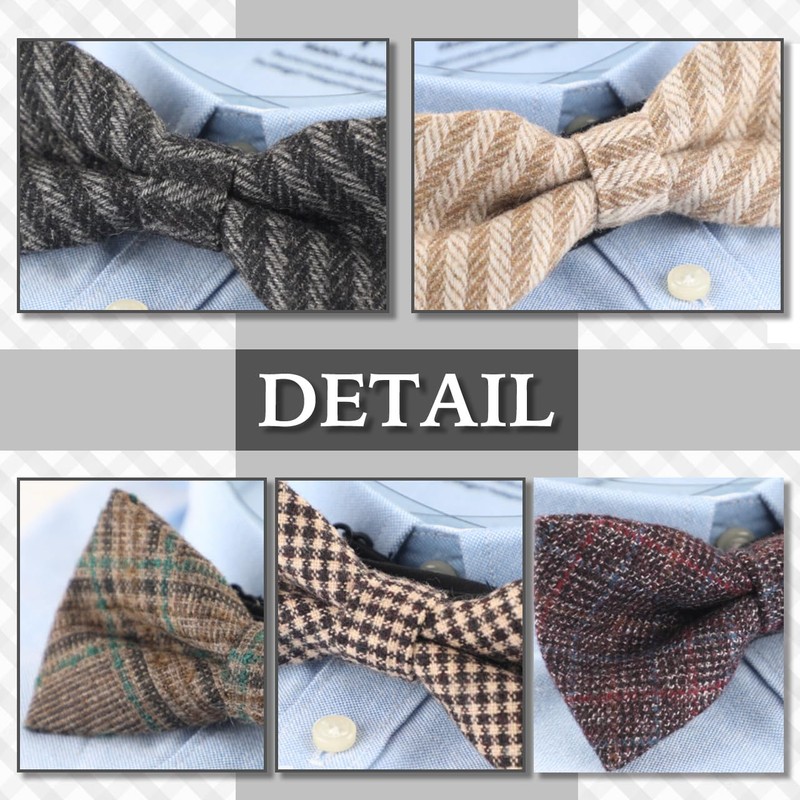 Chrome Crane NR009 Men's Bowtie, Bowtie, Wool, Checked, Stylish, Business