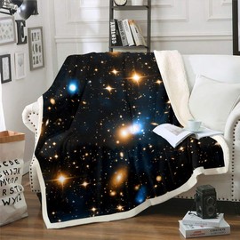 Galaxy Plush Blanket Outer Space Themed Sherpa Throw Blanket Starry Sky Fleece Blanket for Sofa Couch Colorful Glitter Milky Way Fuzzy Blanket Ultra Soft Room Decor Baby 30"x40"