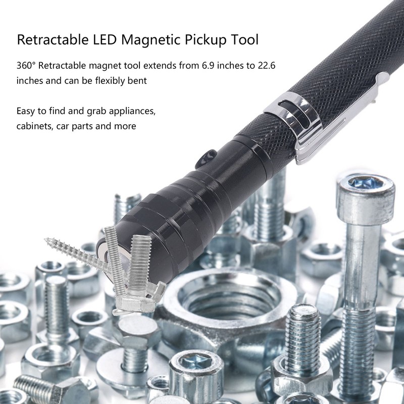 Retractable LED Magnetic Pickup Tool Non Slip Face Telescoping Magnet
