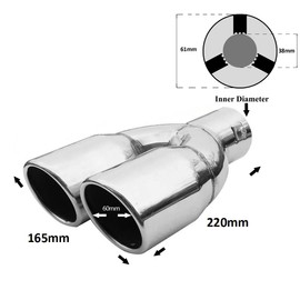 Rumplex Exhaust Trim Double Pipe Double Round Stainless Steel Sports Exhaust Tailpipe End Pipe Trim Exhaust Tips Tailpipe Trim Silencer Tip Universal Exhaust Pipe Chrome Rustproof