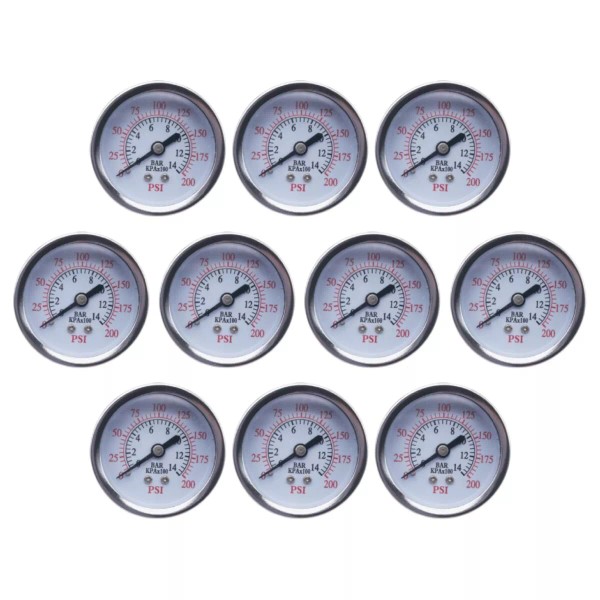 Unbranded 10 pcs Air Compressor Pressure Gauge 0-200 PSI 1/4"