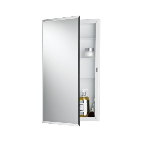 Jensen 781053 Builder Series Frameless Medicine Cabinet with Polished Edge Mirror, 16-Inch by 26-Inch by 3-3/4-Inch