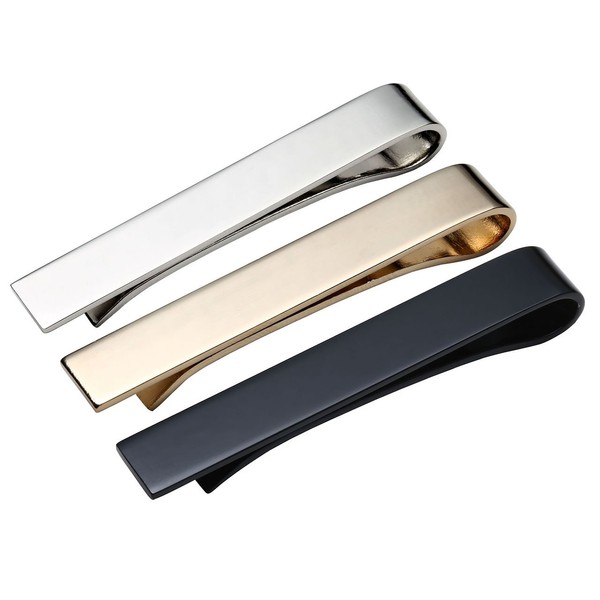 PiercingJ 3pcs Men's Skinny Tie Clip Tie Bar Set Business