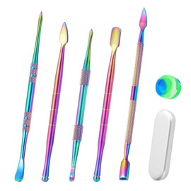 Coolty 6PCS Wax Carving Tools Dab Tool Double-Ended Stainless Steel Clay Sculpting DIY Tool for Sculpting, Modeling, Scraping, Shaping, Pottery Carving (Rainbow)