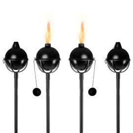 BIRDROCK HOME Outdoor Torches - Durable Construction, Modern Design, Weather Resistant, Citronella Oil Compatible, Ideal for Backyards, Patios, Pathways - Bora Bora Black, 4 Pack