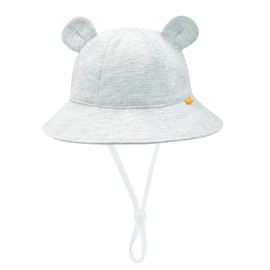 SEYUFN Baby Sun Hat Girls UV Protection 50 Hat Children Boys Summer Bear Ear Hat Toddler Unisex Adjustable Ties Fishing Hat, gray