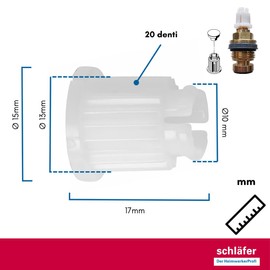 Schläfer 451415 | Universal Rastbuchse Kunststoff Weiß für für Griffe, Zweigriffarmaturen und Ventile passend für Ventilzahnungen Ø 7,5 mm Bad Küche Keller -4 Stück