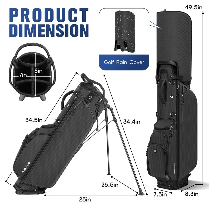 5 Way Golf Stand Bag with Full Length Dividers, Lightweight