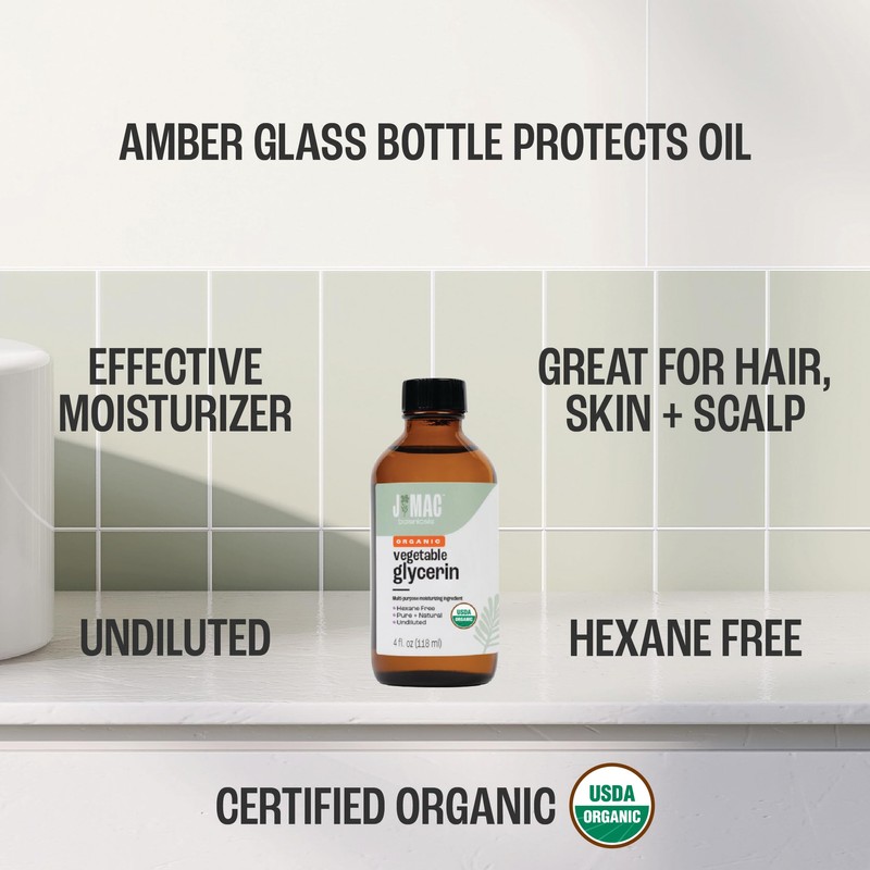 J MAC BOTANICALS, Organic Vegetable Glycerin (Glass Bottle)