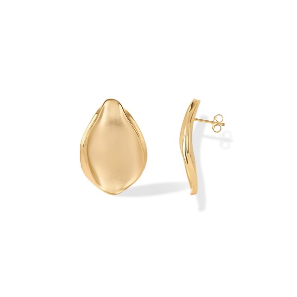 PAVOI 14K Yellow Gold Plated Teardrop Brushed and Textured Stud