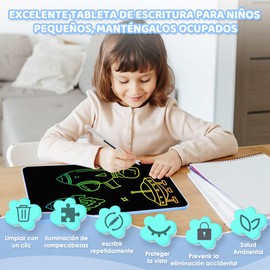 Nasjac Tablero Electrónico Niños Juguetes 16", Tabla de Dibujo Creación Educativo Reutilizables Bolígrafo Magnético, Impermeable Pizarron Magico Pantalla LCD Borrable, Regalos para Niños 3-15 Años