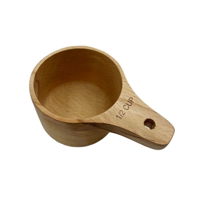 Yuqim 1 Pcs Wooden Measuring Cup Beech Wood Coffee Scoop