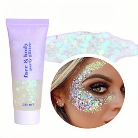 Body Glitter Gel, 50ml Hair Glitters, Face Sequins Shimmer Liquid Eyeshadow, Mermaid Sequins Festival Glitter Chunky Glitters for Eye Hair Lip Nail DIY Art Party