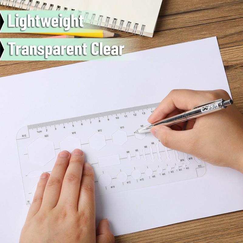 Mr. Pen- Geometric Drawing Template, Hexagon & Circles, Plastic Template