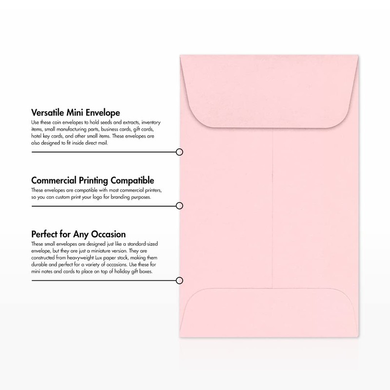 LUXPaper Coin Envelopes, Candy Pink, 2 1/4-Inch x 3 1/2-Inch,