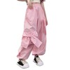 Ecolala Girls Bow Wide Leg Cargo Pants Elastic Waist Hip