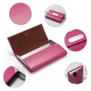 FACATH Business Card Holder for Women, PU Leather & Stainless