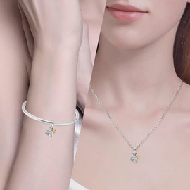 NUNUYAYA Women's Charm Pendant for Bracelet 925 Sterling Silver Elephant Leaf Butterfly Car Dangle Charms Beads Fits Bracelet Necklace Charm Pendant for European Bracelets for Women Girls, Silver