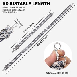 Miss Lulu Adjustable Shoulder Strap for Bags Replacement Bag Straps 3.8cm Wide Retro Strap for Shoulder Bag Crossbody Bags DIY Accessories for Messenger Bag (Navy)