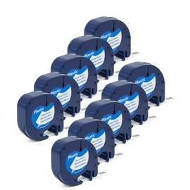 Label Orison Label Tape 91201 (S0721610) Black on White 12mmx4m Compatible with Dymo Letratag Tape Plastic Labeling Tapes Cassette 1/ 2inch x 13Feet, 10PK