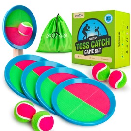 PlayZap Toss and Catch Ball Game Set-Classic Indoor & Outdoor Toy for Kids, Similar to Baseball Catchers Glove Mitt, Perfect for Beach, Yard, Sand, Ideal Stocking Stuffers Gifts for Kids Ages 3-12