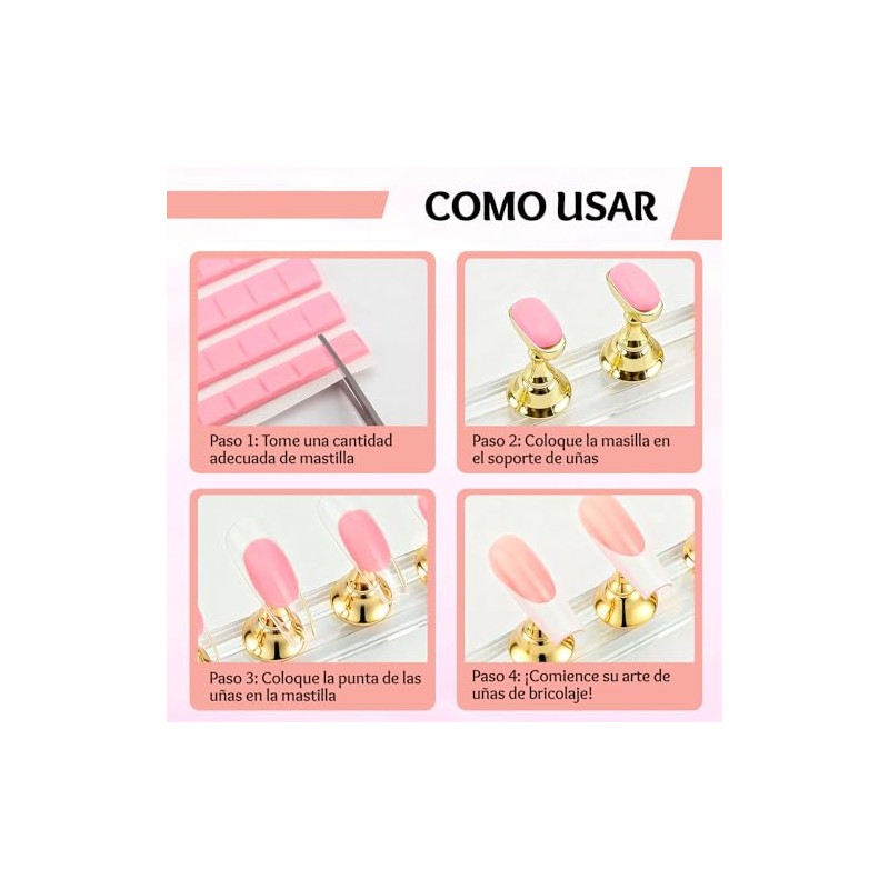Cherimoya Soporte Práctica Uñas Profesional Oro Base Acrílica Soportes Ajedrez