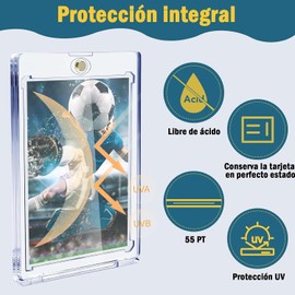25PCS 55PT Tarjetero Magnético para Tarjetas Coleccionables, Protector de Tarjetas de Acrílico, ard Sleeves Protección UV, para Béisbol, Fútbol, Tarjetas de Juego exhibición (25, 55PT)