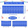 Morcheiong 2 Pack 29.5x108 Inch Blue Foil Fringe Tinsel Table