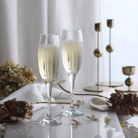 LAV Champagne Glasses 6-Piece, 7.5 Ounce Champagne Flutes for Weddings & Special Events and Occasions, Lead-Free Mimosa Glass Set