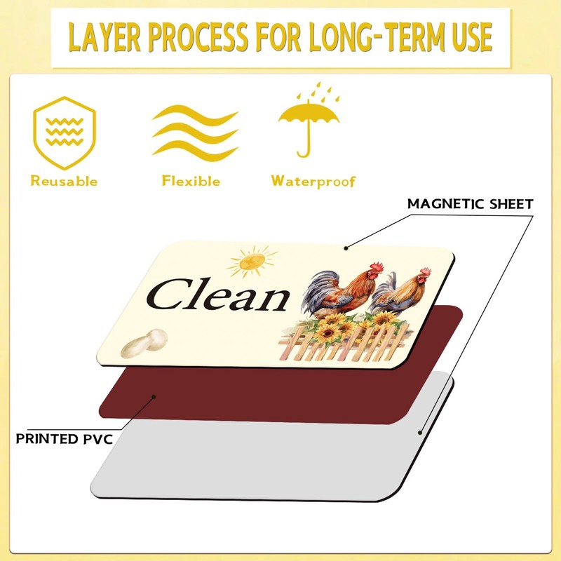 Dishwasher Magnet Clean Dirty Sign - Cosmisun Chicken Clean Dirty
