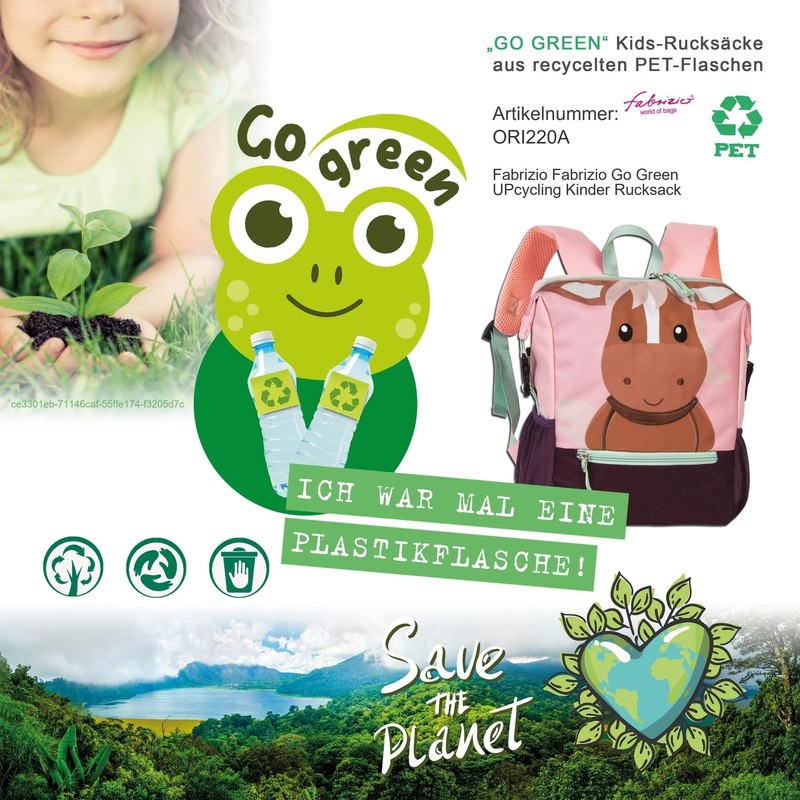 Fabrizio Unisex Go Green Backpack, Pink, Purple, Rucksack