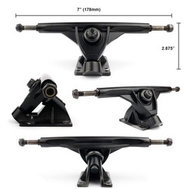 VJ Skateboard Longboard Truck and Wheel, 70mm Long Board Wheels w 7inch 180mm Skateboard Trucks (Black) Longboard Bearings Longboard Hardware Skateboard Riser Pads (Neon Green)