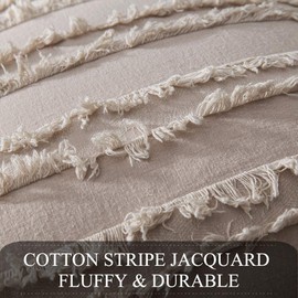 MIULEE Set of 2 Decorative Boho Throw Pillow Covers Cotton Linen Striped Jacquard Pattern Cushion Covers for Sofa Couch Living Room Bedroom 20x20 Inch Beige