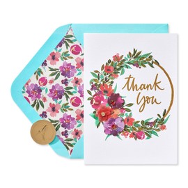 Papyrus Blank Thank You Card (Painterly Wreath)