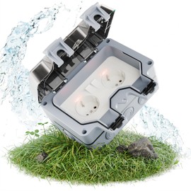 Greate Lockable Outdoor Socket Waterproof Garden with Switch - 2-Way Outdoor Socket Waterproof IP66, Switchable Outdoor Socket, Waterproof Socket, Outdoor Socket Waterproof Outdoor