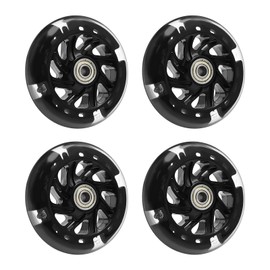 eMagTech 4PCS Scooter Silent Luminous Crystal Wheels Black Hub with Bearings Flashing 3 Colors Replacement Wheels for Scooter 100x100mm