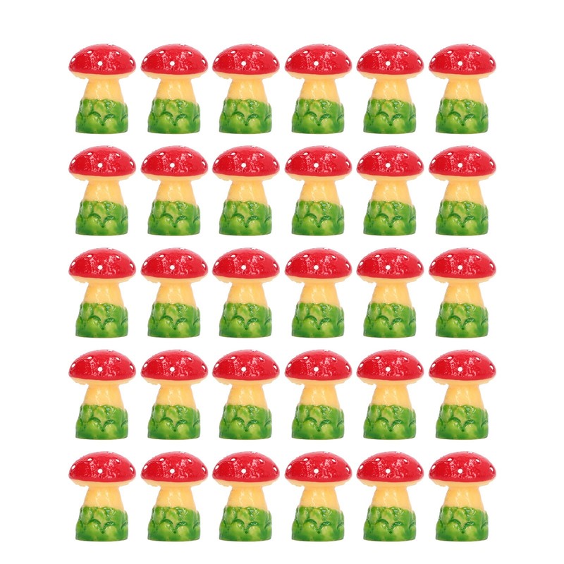 30pcs Dollhouse Mushroom Figurine Cute DIY Resin Micro Landscape Garden