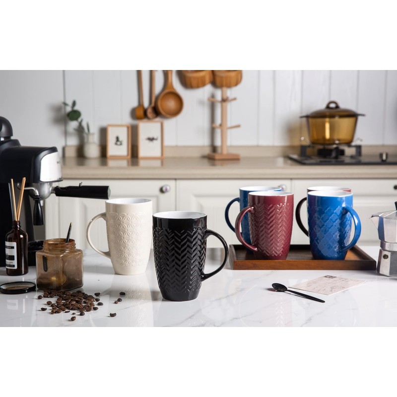 AmorArc Extra Large Coffee Mugs Set of 6, 20oz Ceramic
