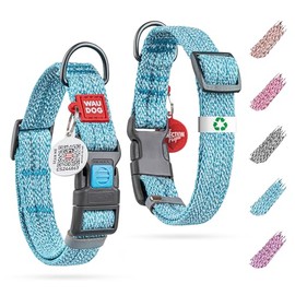 Re-Cotton Dog Collar Eco-Friendly Alt To Nylon Collar for Small Medium and Large Dogs - Reflective Collars with QR ID Tag - Puppy Collar for Large Breed Dogs - Adjustable Male Female Dog Collar
