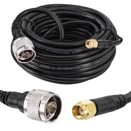 BOOBRIE RG58N to RP-SMA Male 15M Coaxial Cable Wifi Antenna Low Loss Jumper Pigtail from N to RP-SMA Male 50ohm for 3G/4G/LTE/Ham/GPS/RF Antenna FPV Antenna Wifi Router