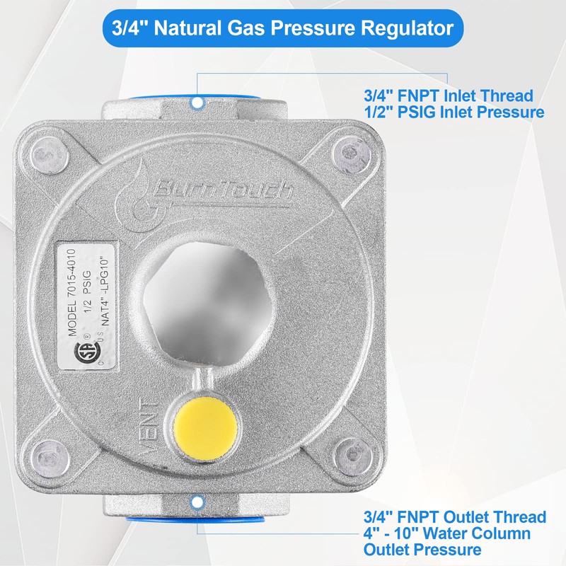 Catilon Natural Gas Pressure Regulator 3/4" FNPT, Gas Propane Pressure