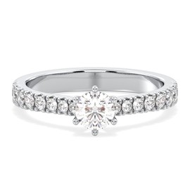 Certified 0.87 Ct Moissanite Ring for women, D Color VVS1 Clarity,925 Sterling Silver rings,18K White Gold Round Brilliant Cut Moissanite Diamond Rings for Women, Birthday,Anniversary,Christmas gifts,